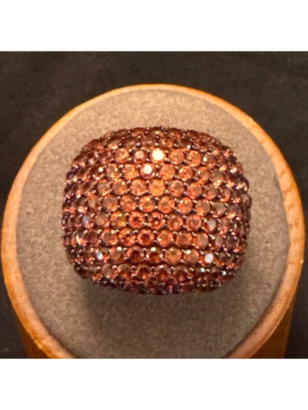 Solid Sterling Silver 925 Red Crystal Pavé Setting Domed Ring Size 6.75